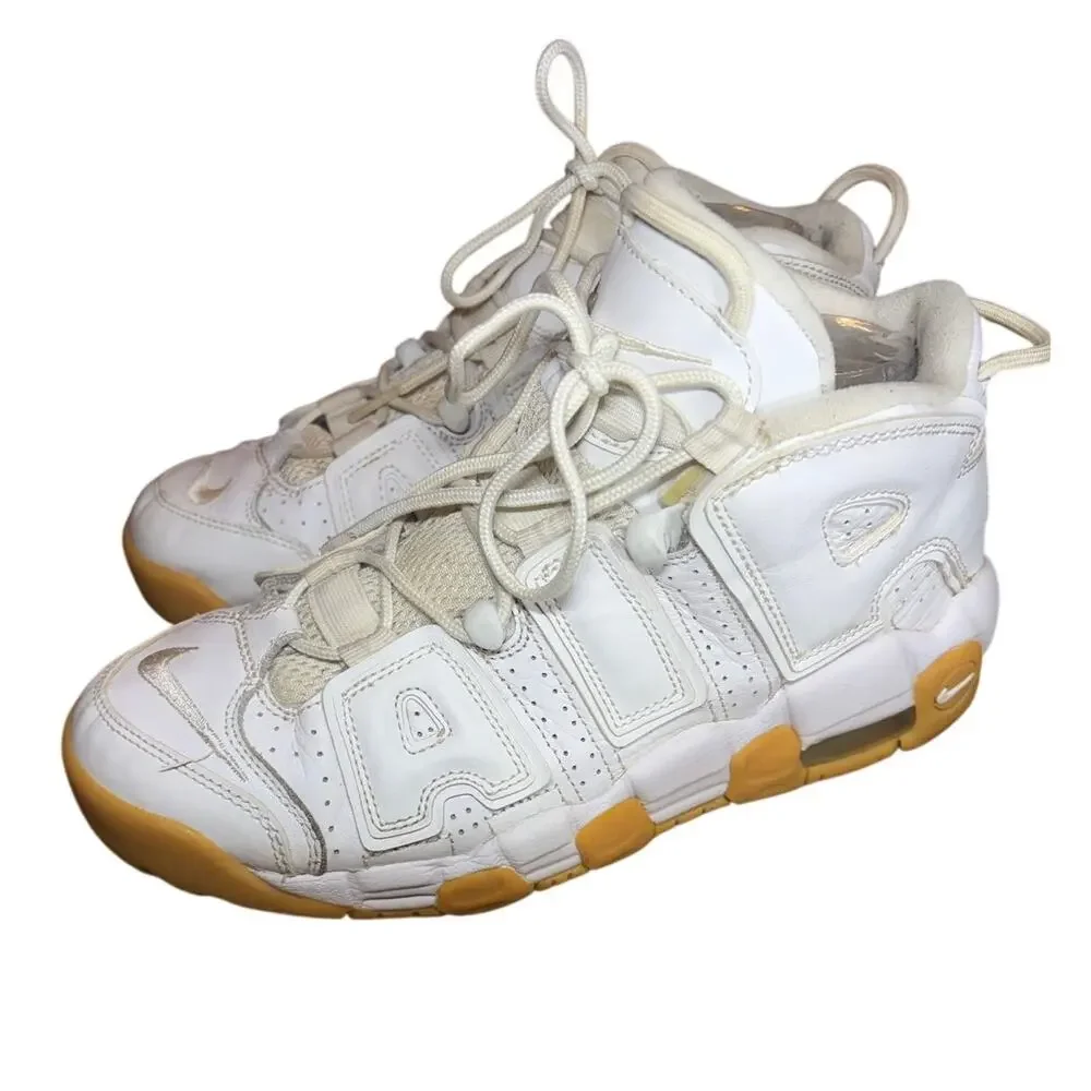Nike‎ Air More Uptempo White Gum Bottom GS Basketball Shoes 415082-101 Size 7Y